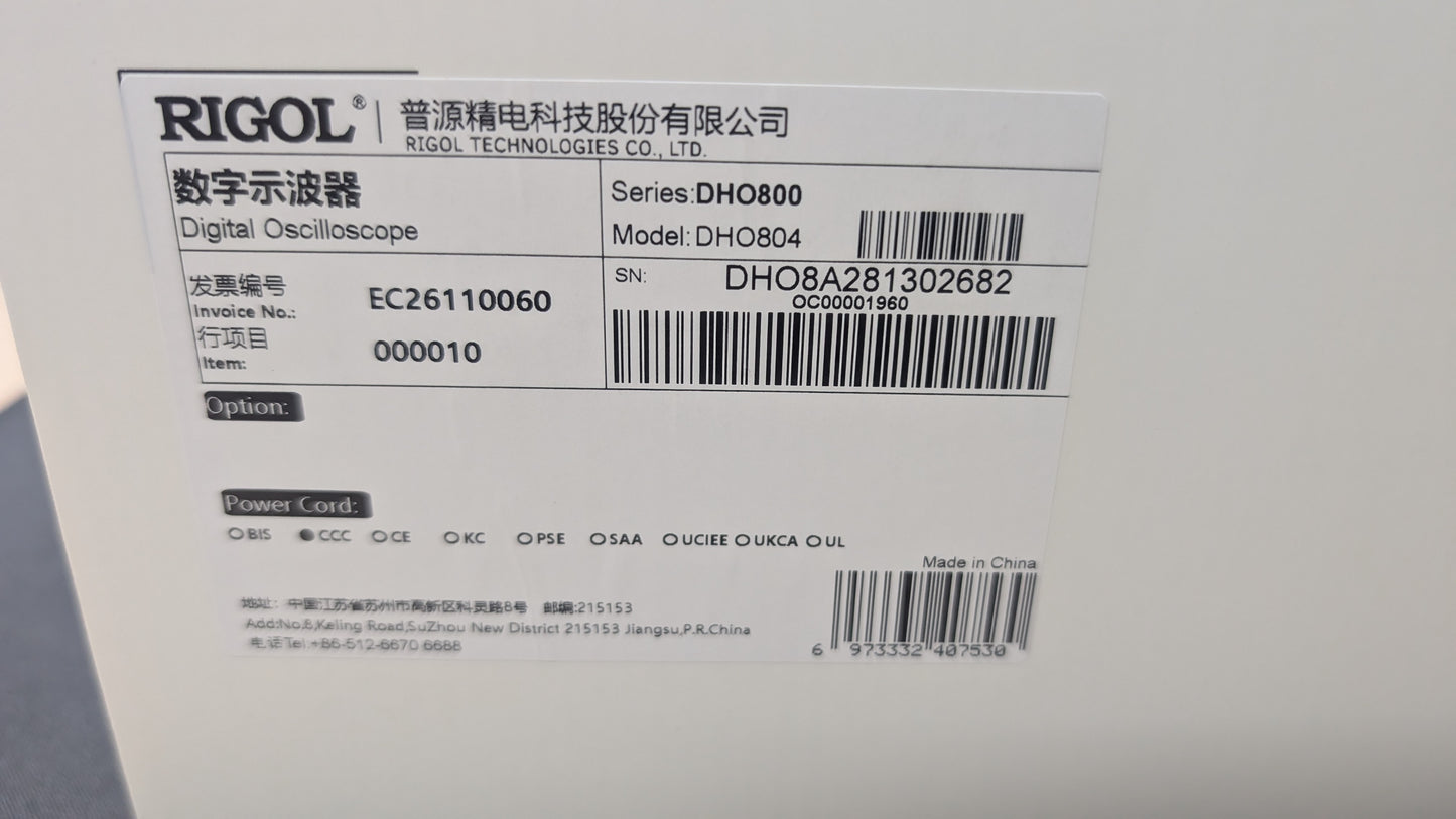 Rigol DHO804 70MHz 4CH 1.25 GS/s Oscilloscope