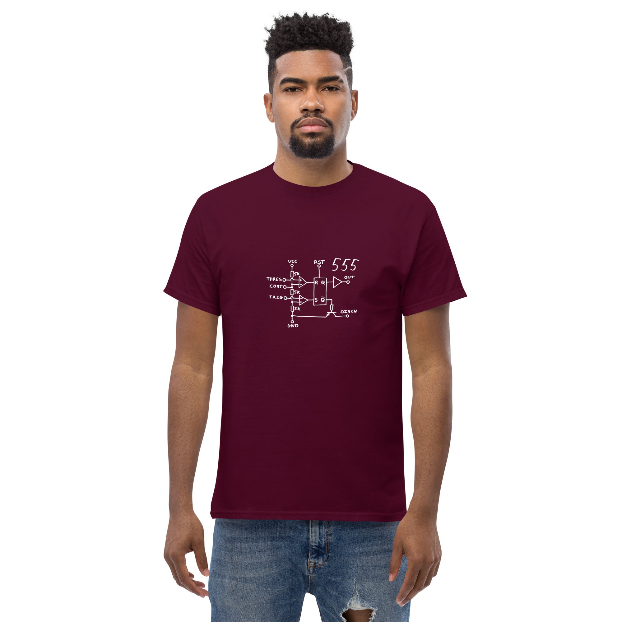 Classic 555 Timer Chip Schematic Circuit T-Shirt - White Logo – EEVblog ...