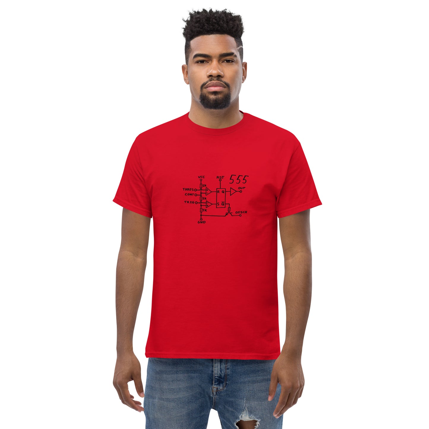 Classic 555 Timer Chip Schematic Circuit T-Shirt - Black Logo