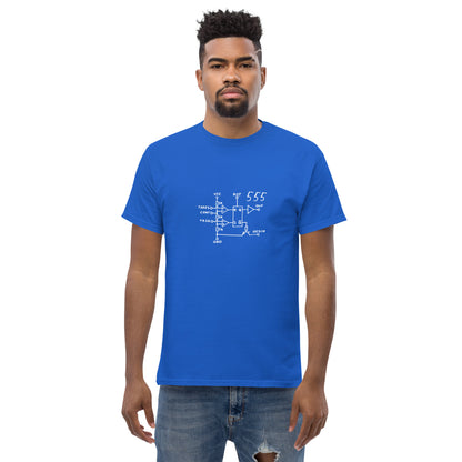 Classic 555 Timer Chip Schematic Circuit T-Shirt - White Logo