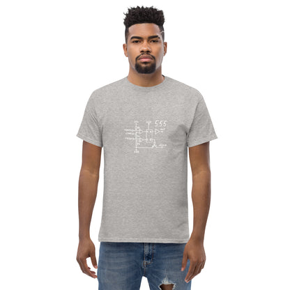 Classic 555 Timer Chip Schematic Circuit T-Shirt - White Logo