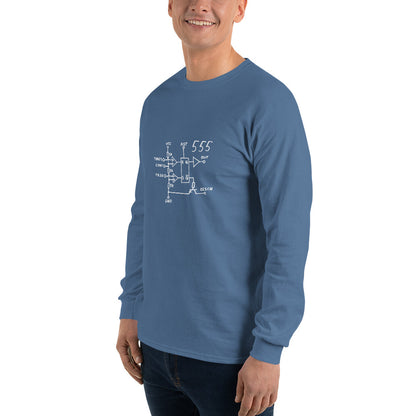 Classic 555 Timer Chip Schematic Circuit Long Sleeve T-Shirt - White Logo